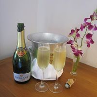 新婚旅行なのでスパークリングワインのサービスが！サプライズ