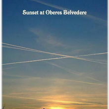 ベルヴェデーレ庭園から見た 夕陽 と 飛行機雲