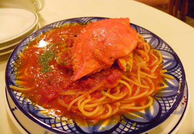 わたり蟹のトマトソーススパゲティ＝1575円