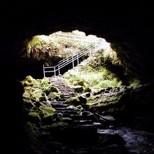 洞窟内から見た入り口