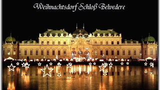 ライトアップされた宮殿が圧倒的に美しいベルヴェデーレ宮殿のクリスマスマーケット　Weihnachtsdorf Schloss Belvedere