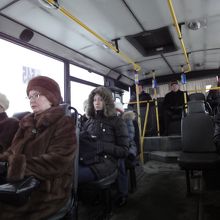 完全防寒体制の乗客の皆様！