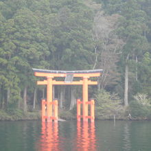 芦ノ湖から見た箱根神社の鳥居