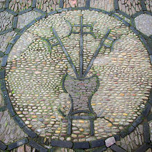 退思園で見つけたモダンな鋪地（敷石）