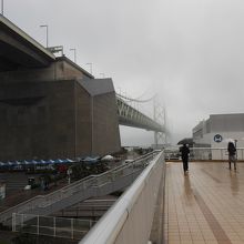 近くの国道二号線を渡る歩道橋です