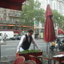 外のカフェを眺める