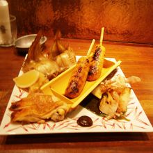 つくね、干物、焼き野菜、お肉