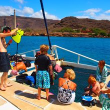 船上から見るコオリナ湾と西海岸の風景。