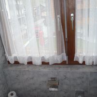 バスルームの腰窓。そとから見えちゃわないかな…。