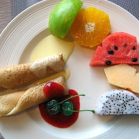 朝食、クレープが旧フランス領らしいと思いました。