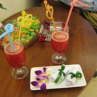 ウェルカムドリンクです。すいかジュースでした！