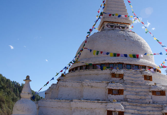 ブータンには珍しいネパール様式の仏塔