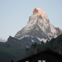 ツェルマットホテルバルコニーよりマッターホルン眺望