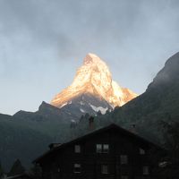 ツェルマットホテルバルコニーよりマッターホルン眺望