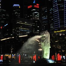 高層ビル群の明かりがライトアップを盛り上げる