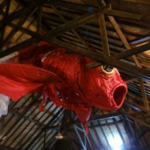 建物の中にあった巨大なハリボテ金魚