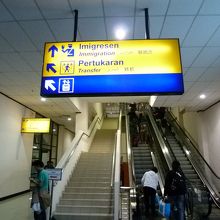 空港ターミナルまでは徒歩。2Fが入国審査。