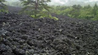 昔の溶岩流の跡