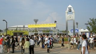 マラソン大会でも使用される大きな公園