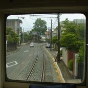 熊本電鉄の始発駅、直前に併用軌道あり