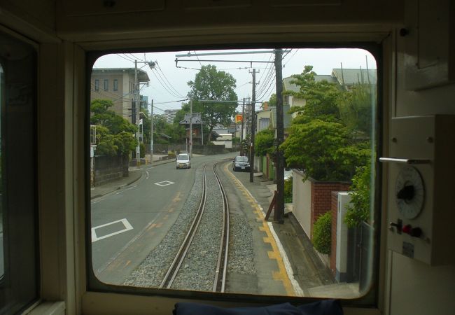 熊本電鉄の始発駅、直前に併用軌道あり