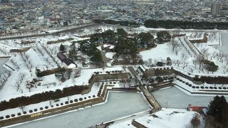 上から眺める雪の五稜郭
