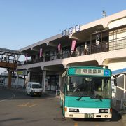 長野電鉄の拠点駅。車庫には懐かしの名車が並びます。