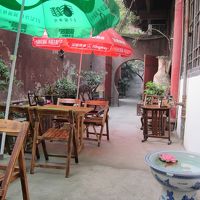 朝食が食べられるスペース（外）