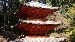 朱塗りの三重塔