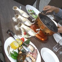 テラス席でいただいたバーベキュー