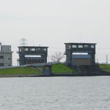 水郷北斎公園は霞ヶ浦から流れ出す常陸利根川の土手