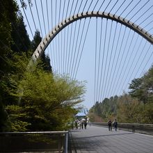 美術館へ行く途中には山と山をつなぐ橋があります