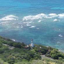 途中に通り過ぎた灯台があんなに下に！