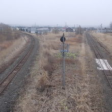 近くの跨線橋から、花咲線と釧網本線の分岐点を望みます