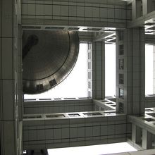 ７階の屋上庭園から見た「はちたま」ココからエレベーターで上へ