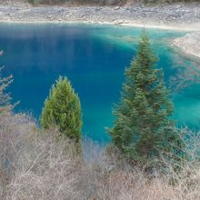 5月初旬はまだ周囲の木々が芽吹いていない長海