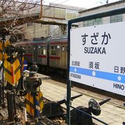 長野電鉄の車両基地があります