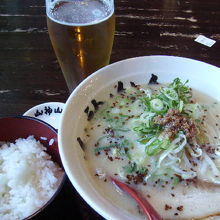 ラーメンとご飯、ビール♪