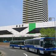 駅のそばの高層マンションが目立つ駅