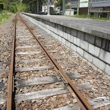 岩泉駅ホームから、次の二升石（にしょういし）駅方向を見る。