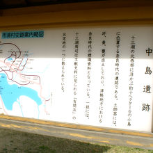 十三湖の北西部に浮かぶ「中の島」奈良時代の遺跡があります