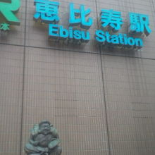 エビス様の像は、西口にあります