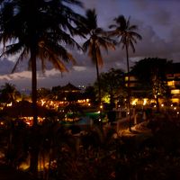 客室からの夕暮れ時の景色。