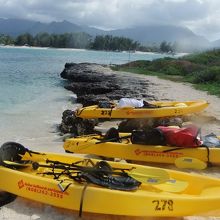 ダブルカヤックでフラットアイランドへ到着