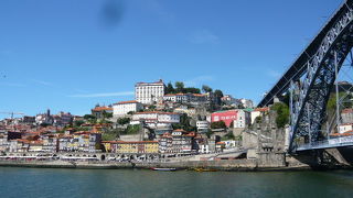 橋を見ながらテラスでビール。