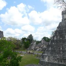 グラン・プラサは芝生がひかれ、その他の遺跡は森に潜んでいます