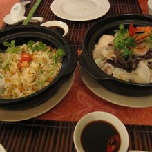 CRAB FRIED RICE、GLASSNOODLE