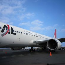 ここから歩いて空港建物に…