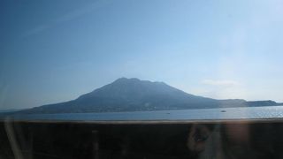 特急電車から見る桜島