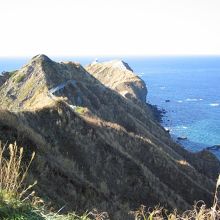 岬の付け根から見た遊歩道